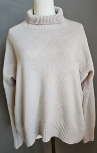 Suéter Athleta Lana Cachemira Cuello Alto Beige Talla M Gran Tamaño Apre Ski Clásico - Imagen 1 de 10