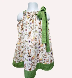 Easter pillowcase dress, Bunnies girls dress, Easter girl dress, Little girl Eas - Picture 1 of 5