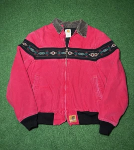 Vintage Carhartt Jacke RARE M Rot Aztec Navajo Southwestern Bomber Workwear - Bild 1 von 5