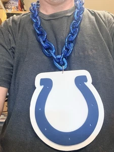 New NFL Indianapolis Colts Big Fan Chain BLUE Necklace Foam USA SELLER - Picture 1 of 9