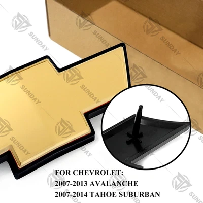 Front Grille Emblem Gloss Gold Black Bowtie for Avalanche Tahoe Suburban 2007-13 - Image 1 of 3