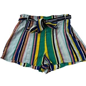 Forever 21 Multicolor Striped High Rise Mini Shorts Women's Size Medium  67-39-2 - Picture 1 of 6