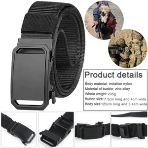Men's Tactical Belt Adjustable Alloy Automatic Buckle Belt Quick Release Belt - Picture 1 of 12
