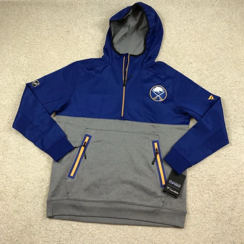 Fanatics Buffalo Sabres Mens Medium Pullover 1/2 Zip Hoodie Blue New Cover