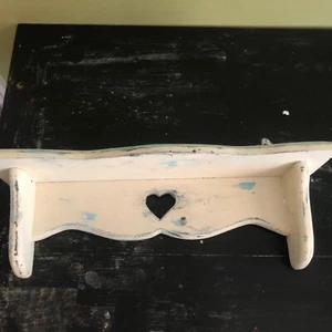 Shabby French Country Chic Distressed White Floating Shelf Wall Hanging 18"  - Picture 1 of 1