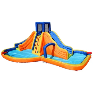 Banzai Rapid Falls Dual Slides Outdoor Water Park Climbing Rope Lagoon, Ages 5+ - Picture 1 of 7