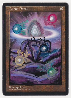 Altered Lotus Petal MP Tempest WOTC MTG Magic Hand Painted Unique Extended Art - Image 1 of 2