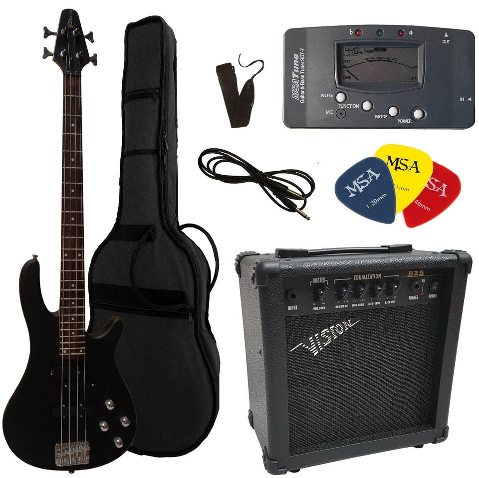 E-Bass JB10 schwarz, mit Set, Verstärker Modell B25,Gigbag, Band ,Stimmgerät !!! - Bild 1 von 4