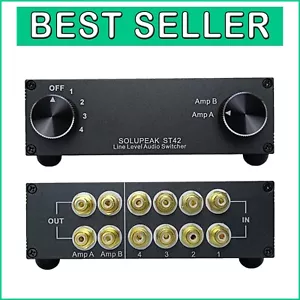 Versatile 4-Way RCA Switch with Premium Audio Control - Effortless Signal Input - Picture 1 of 6