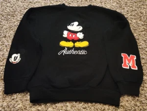 Disney Mickey Mouse Sweatshirt Womens XS Black Authentic Pullover Crewneck - Picture 1 of 9