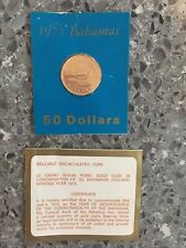 1975 Bahamas $50.00 Gold Coin Tabaco Dove Birds Original Low Mintage