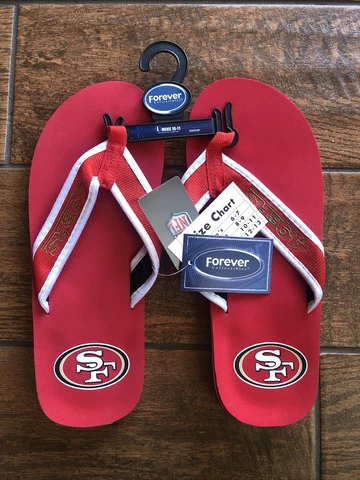 San Francisco 49ers NFL  Big Logo Flip Flops Sandals Slippers Large Size 10-11 Cover