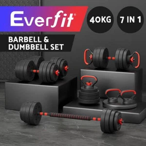 Everfit 40kg Adjustable Dumbbells Set Kettle Bell Weight Plates Barbells Gym - Picture 1 of 8