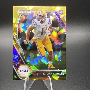JaMarr Chase 2021 Panini Prizm Draft Picks Gold Cracked Ice Prizm ROOKIE #112 RC