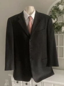 ARMANI COLLEZIONI ITALY 3 BTN WOOL SPORT COAT Gr. 44 L Drk Gray Herringbone - Bild 1 von 4