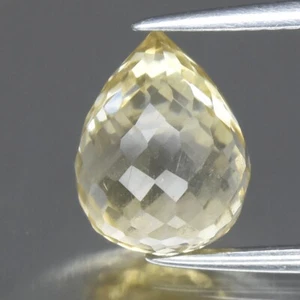 š Briolette 3,78ct 10,2x8mm Quarzo Giallo Chiaro Naturale - Splendida, Gemma Brasile - Foto 1 di 4