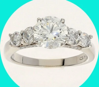 Anillo de compromiso de diamantes naturales certificado por GIA 1,54 QUILATES *TRIPLE EXCELENTE* 14 K Foto 1 de 4