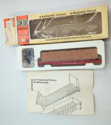 HO SCALE CON-COR 0001-9207 Great Northern 54' PULPWOOD FLAT Car W/LOAD KIT NOS - Image 1 of 4