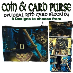 Borsa Per Monete E Carte Da Strega Gatto 100% Cotone Ouija Halloween - Picture 1 of 18