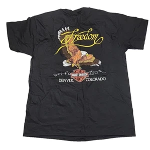 Camisa negra Harley Davidson Freedom Denver Colorado vintage para hombre XL hecha en EE. UU. - Imagen 1 de 8