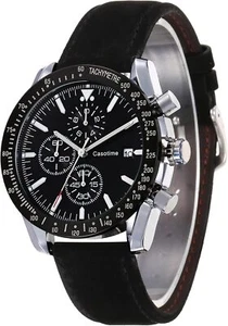 Watch 30M Waterproof Leather Band Analog Quartz Casual Classic Elegant Men Black - Picture 1 of 6
