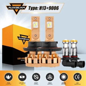 6000K AUXBEAM H13+9006 LED Headlight Bulb Fog Light Kit High Low Combo Bright - Picture 1 of 12