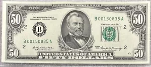 1969 New York B Note $50 Dollar Bill 50BL56 - Picture 1 of 2