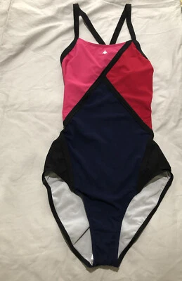 Aqua Sphere Koa Cross Back One Piece 泳装黑色粉红色 40 码(14 码) — 第 1/4 张图片