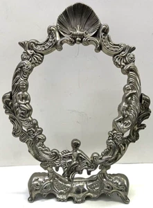 Vintage French Style Antique Silver Plated Swing Mirror Holder Cherubs-No Mirror - Picture 1 of 10