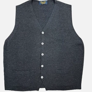 BROOKS BROTHERS cardigan lana merino gilet uomo medio con bottoni scollo a V grigio - Foto 1 di 23