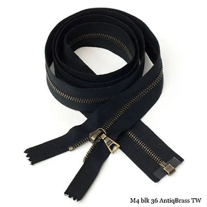 RiRi Zipper m4, 1 Way Separating End Antique Brass, 2110, Twill tape, Flach, 36" - Picture 1 of 4