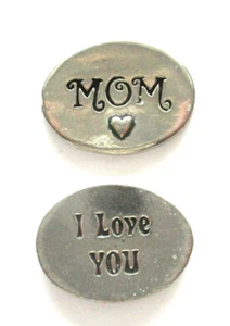HH3 Mom I love you HANDCRAFTED PEWTER POCKET TOKEN CHARM basic spirit  - Picture 1 of 5