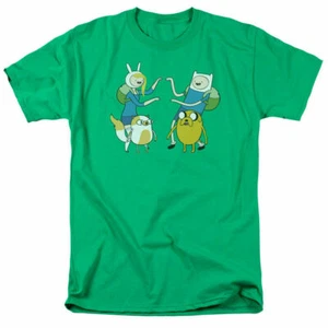 Adventure Time Meet Up T Shirt Mens Licensed Cartoon Merch Finn Jake Green - Picture 1 of 2