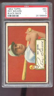 1952 Topps #64 Roy Sievers PSA 3 Graded Baseball Card St Louis Browns Black Back - Image 1 of 2