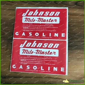 Calcomanías laminadas Johnson Mile Master 1956 pequeño tanque de combustible de gasolina de 4 galones - Imagen 1 de 2