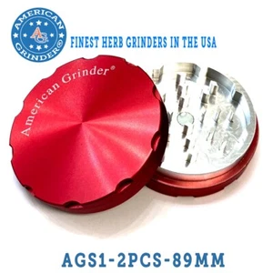 AMERICAN GRINDER®️ 89mm 2 PC sharp teeth herb tobacco magnetic Aluminum grinder - Picture 1 of 4