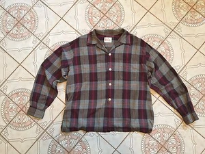 CAMICIA VINTAGE ANNI 50 RAYON HOLIDAY SHADOW PLAID CHEVELLA ROCKABILLY L 15 15 1/2 - Foto 1 di 7