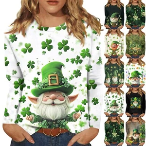 Long Sleeve Shirts For Women Cute Print Graphic Tees Blouses Casual Plus Size - Picture 1 of 39