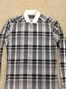 Arthur Galan Men's Grey Check Shirt Size S Tailored Fit Worm Once As New - Picture 1 of 6