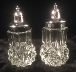 Indiana Glass Crystal Diamond Point Salt & Pepper Shakers - Picture 1 of 6