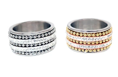 Edelstahlring Damen Herren Band Ring silber gold Modern Strass Beauty Vintage - Bild 1 von 3