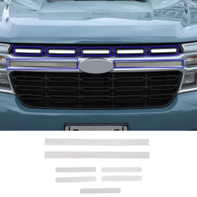 7PCS Stainless Steel Front Bumper Grille Decorate Trim For Ford Maverick 2022-23 Foto 1 de 4