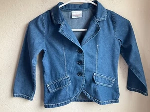 Hanna Andersson Girls Sz 110 or 5 Button Up Denim Jean Jacket Blazer Cotton - Picture 1 of 7