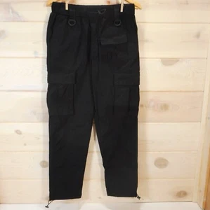 Decibel Sz L Black Utility Cargo Pants Men's / Unisex Crop Elastic Waist D-Ring - Picture 1 of 9