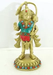 Hindu Hanuman CraftVatika Standing Hanuman Brass Statue Mythological Indian TF - Picture 1 of 12
