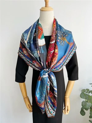 100% шелковый простой атласный шарф бандана квадратная шаль красный слон печать упаковка 43 дюйма - Изображение 1 из 4