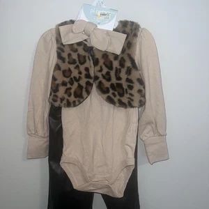 petit lem baby 4 Piece Set Animal Print Vest, Pants, Bodysuit And Bow - Picture 1 of 10