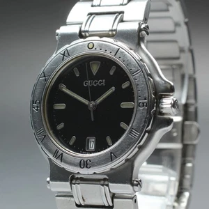 Vintage ◆Exc+5◆ GUCCI 9700M Black Dial 34mm Men's Quartz Watch From JAPAN - Picture 1 of 13
