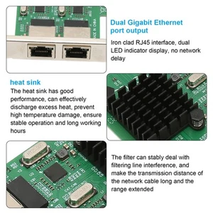 PCI E NIC Network Card 2 Way RJ45 Port For RTL8111G Chipset PCIE X1 Ethernet FY - Afbeelding 1 van 23