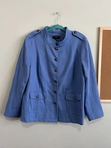 Talbots Plus Long Sleeve Button Up Military Design Jacket Size 18W - Picture 1 of 8